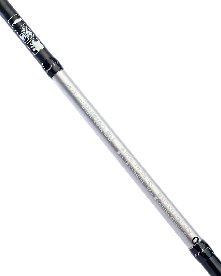 Daiwa Matchman 10ft feeder rod, blank marked MMF10Q-BU with length, sections and 40g casting weight
