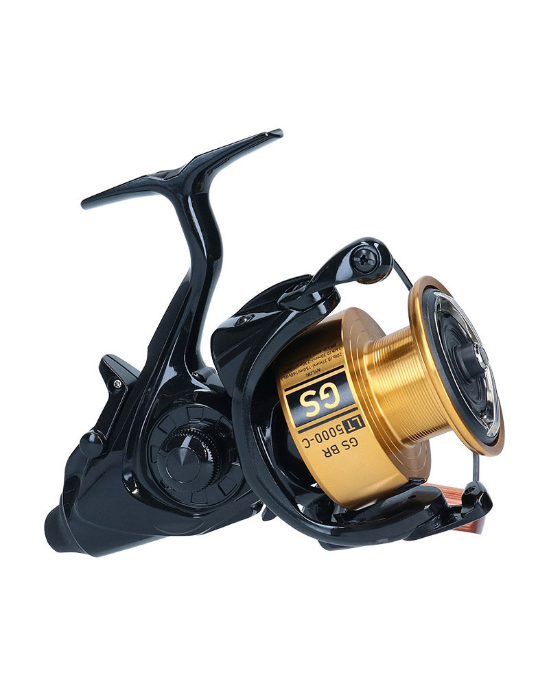 Daiwa 20 GS BR LT 5000-C reel, gold spool marked GS BR LT5000-C with the rear bite n run dial visible