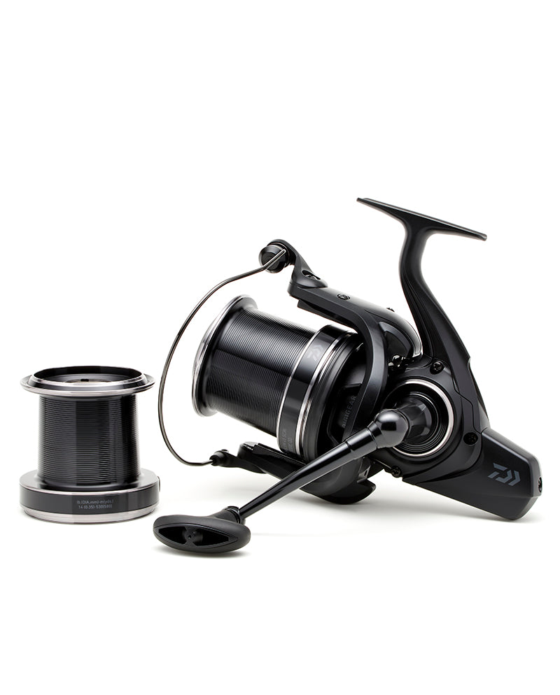 Daiwa 23 Emblem 45 SCW QD reel photographed with the spare LD deep spool, 0.35mm 530m