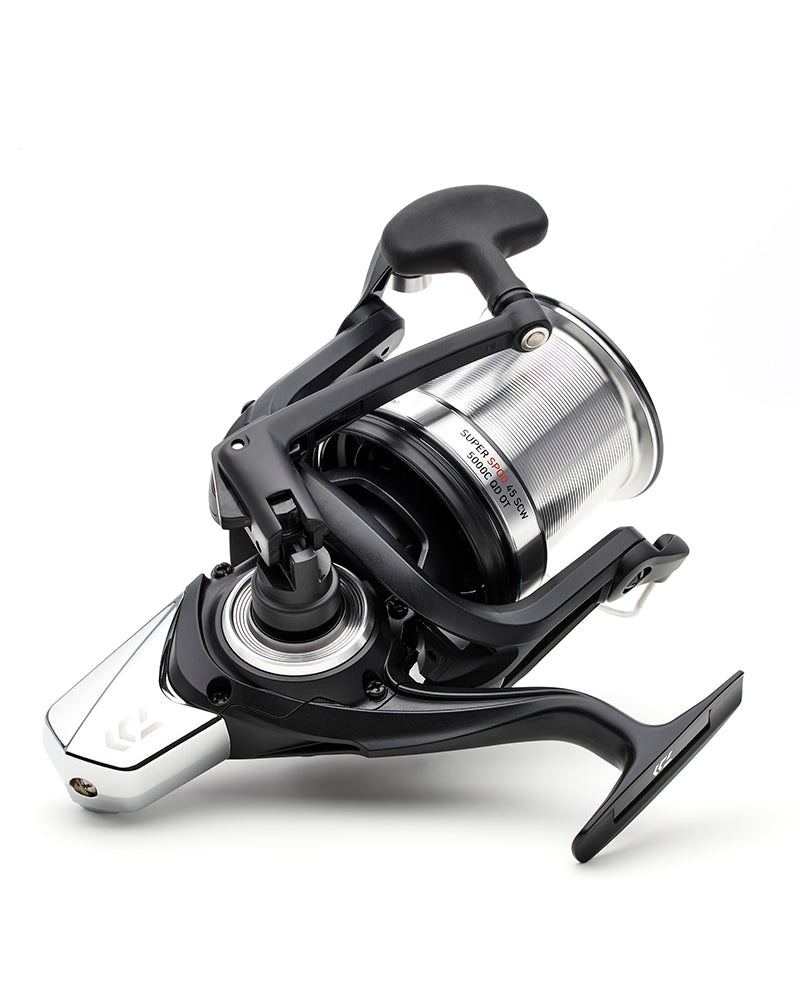 Daiwa 23 Super Spod 45 SCW reel, spool marked SUPER SPOD 45 SCW 5000C QD OT