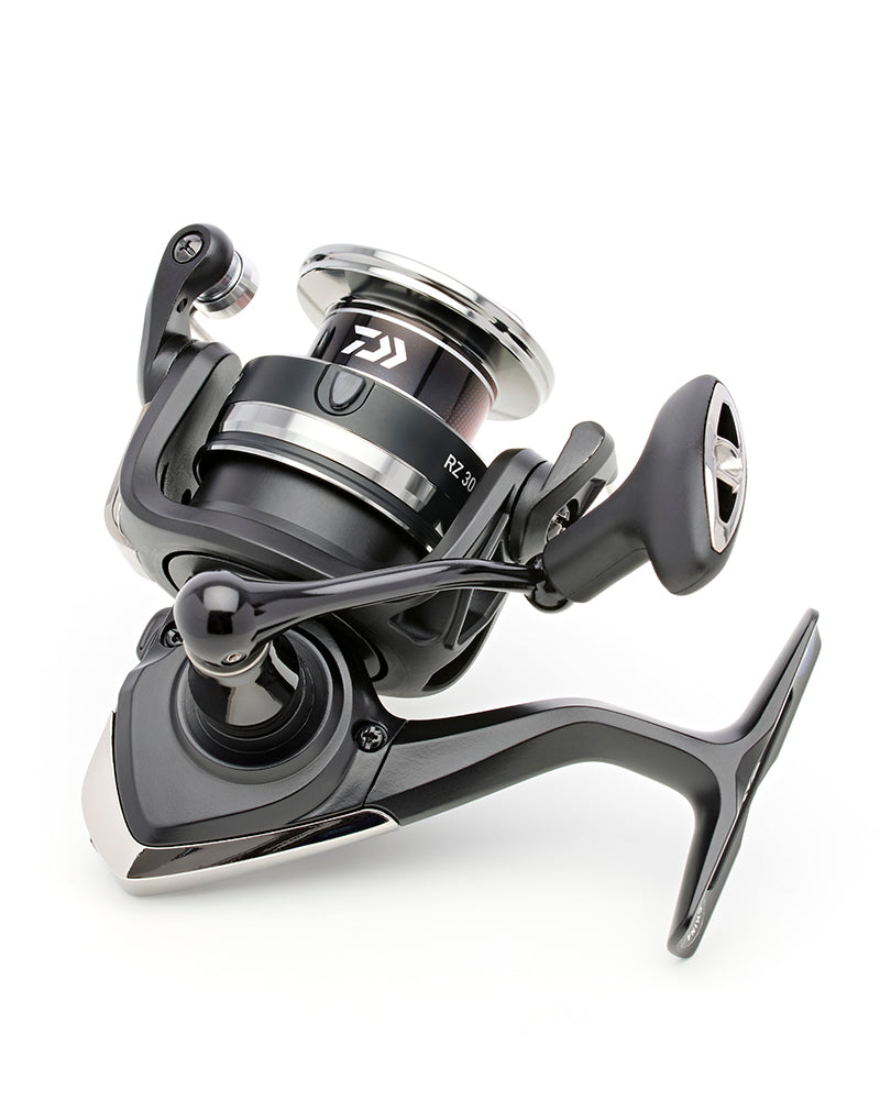 Daiwa 25 RZ reel, underside view showing the reel foot and handle knob
