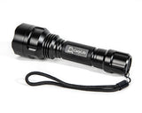 CarpLife Compact Bird Torch on white, three-quarter view showing the fluted alloy head, knurled grip and tail switch