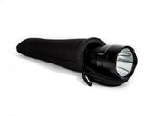 CarpLife Compact Bird Torch head emerging from the open zip of its neoprene case