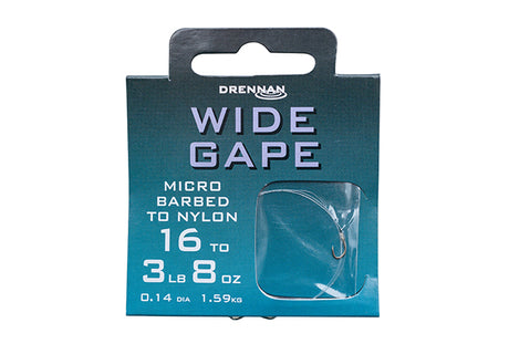 Drennan Wide Gape Micro Barbed Hooks to Nylon