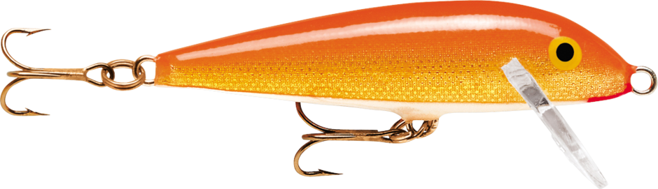 Gold Fluorescent Red (GFR): fluorescent orange back over a plain gold glitter body, hung on bronze trebles