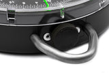 Close-up of the knurled ADJUST / ZERO knob on the scale body next to the stainless steel bottom hanging loop