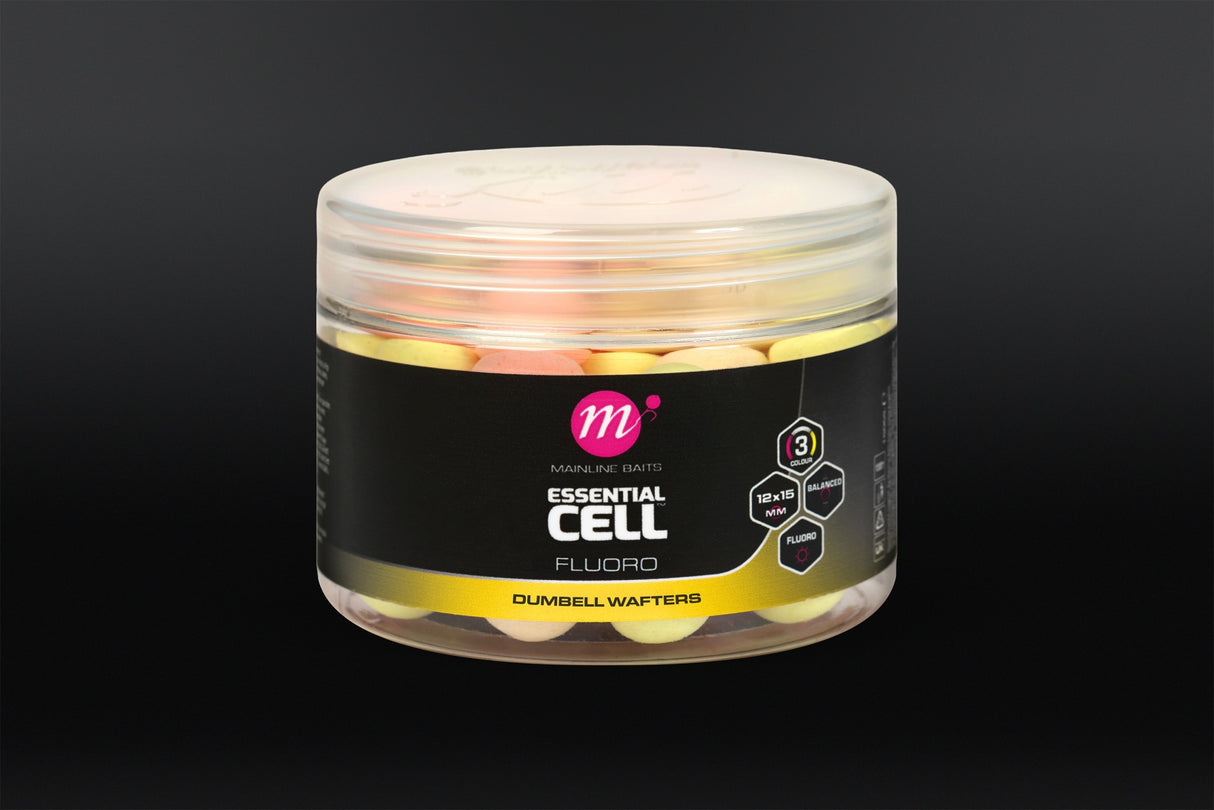 Mainline Baits Essential Cell Fluoro Dumbell Wafters 12 x 15mm