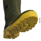 Vass-Tex 700E Nova chest wader Vass E Boot tipped up to show the yellow non-studded chevron sole