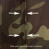 Vass-Tex 785 camo chest wader wide quad-welded seam across the camouflage material