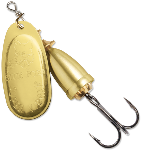 Gold (G) colour: gold blade and gold body, embossed BLUE FOX SUPER VIBRAX