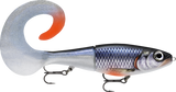 Spawning Roach (SPWR): silver-violet scaling with red fins and a pearl-white glitter curl tail tipped orange
